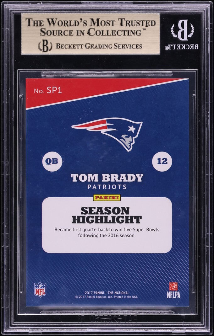 2017 Panini National Convention Legends Hyperplaid Tom Brady 1/1 #SP1 BGS 9.5 GEM MINT