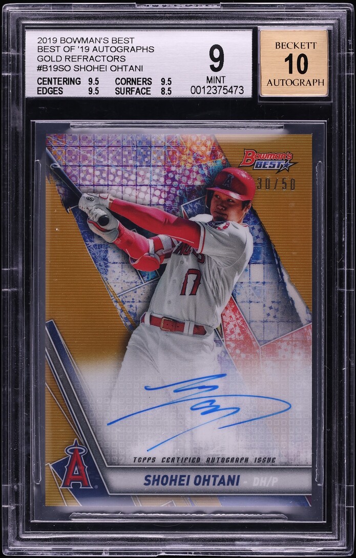 2019 Bowman's Best Of Gold Refractor Shohei Ohtani AUTO /50 #B19SO BGS 9 MINT