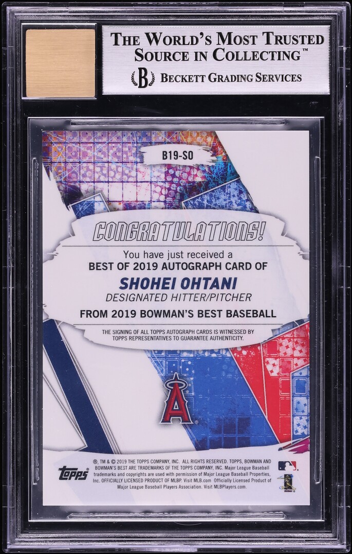 2019 Bowman's Best Of Gold Refractor Shohei Ohtani AUTO /50 #B19SO BGS 9 MINT