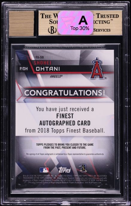 2018 Finest Orange Refractor Shohei Ohtani ROOKIE AUTO /25 #FA-SO BGS 9.5 GEM MINT
