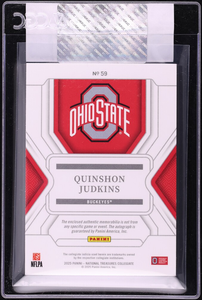 2025 National Treasures Collegiate Red Quinshon Judkins ROOKIE PATCH AUTO 1/11 #59 CGC AUTH