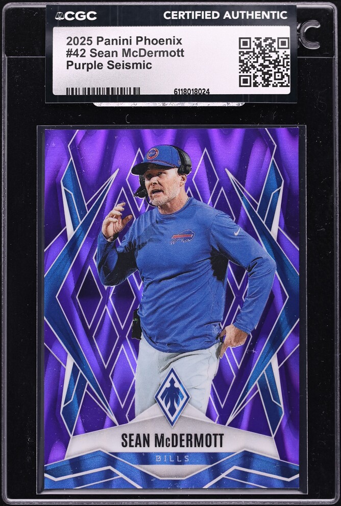 2025 Panini Phoenix Purple Seismic Sean McDermott /49 #42 CGC AUTH