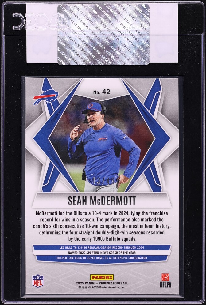 2025 Panini Phoenix Purple Seismic Sean McDermott /49 #42 CGC AUTH