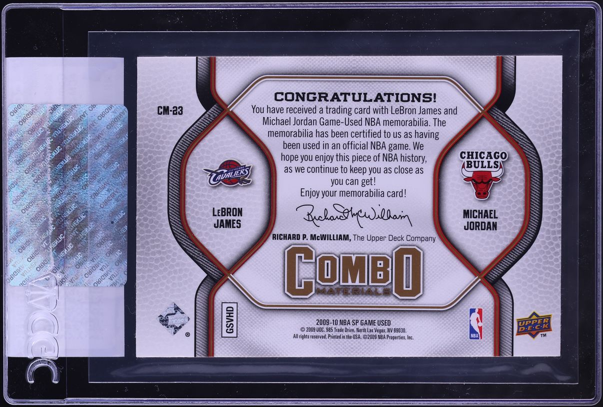 2009 SP Game Used Combo Materials LeBron James Michael Jordan PATCH /35 #CM-23 CGC AUTH