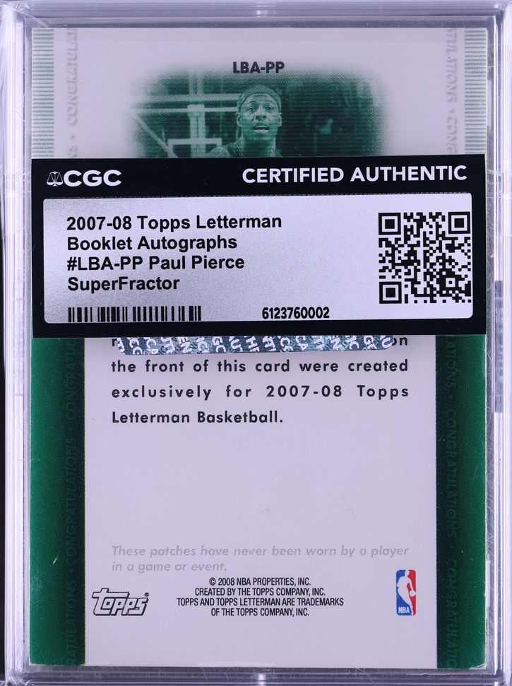 2007 Topps Letterman Booklet SuperFractor Paul Pierce AUTO #LBA-PP