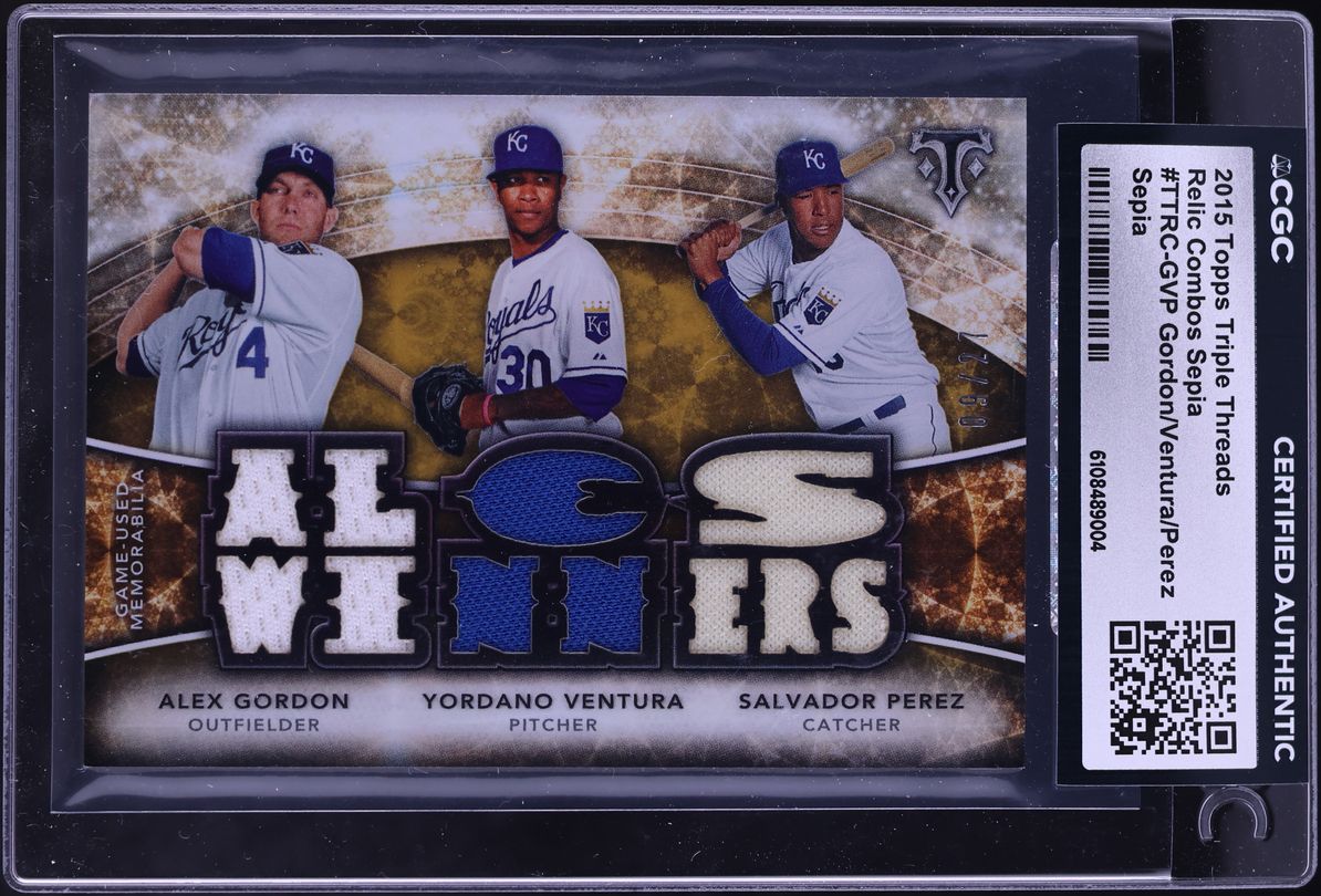 2015 Topps Triple Threads Combos Sepia Gordon Ventura Perez PATCH /27 #TTRC-GVP CGC AUTH