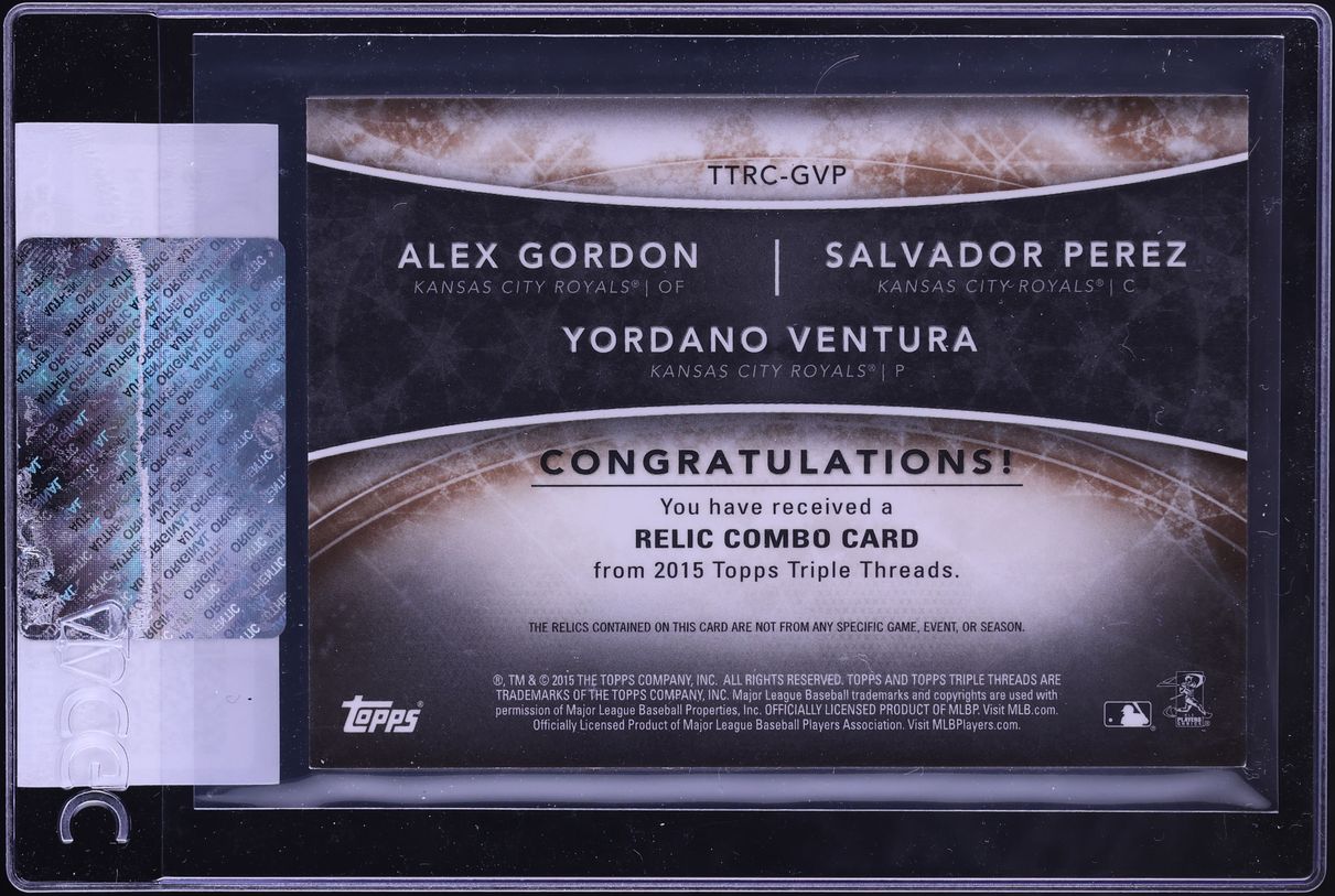 2015 Topps Triple Threads Combos Sepia Gordon Ventura Perez PATCH /27 #TTRC-GVP CGC AUTH