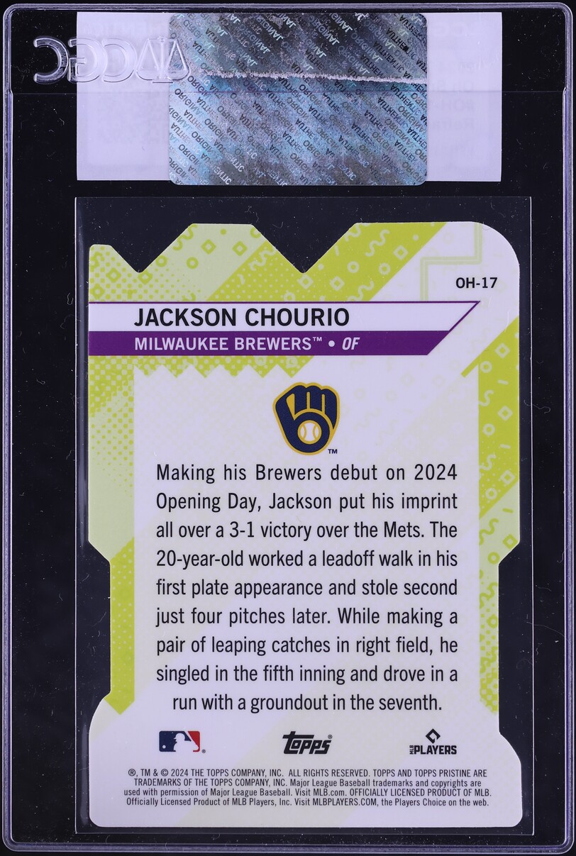 2024 Topps Pristine Oh Snap! Refractor Die-Cut Jackson Chourio ROOKIE #OH-17 CGC AUTH
