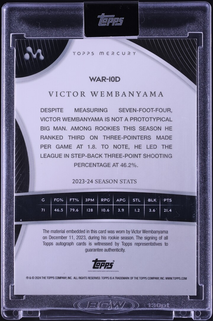 2023 Topps Mercury Texas Victor Wembanyama ROOKIE PATCH AUTO /35 #WAR-10D