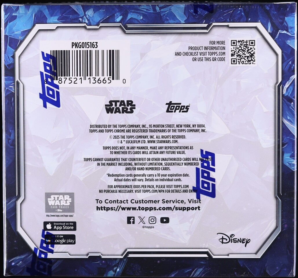 2025 Topps Chrome Star Wars Sapphire Edition Sealed Hobby Box, 8ct Packs