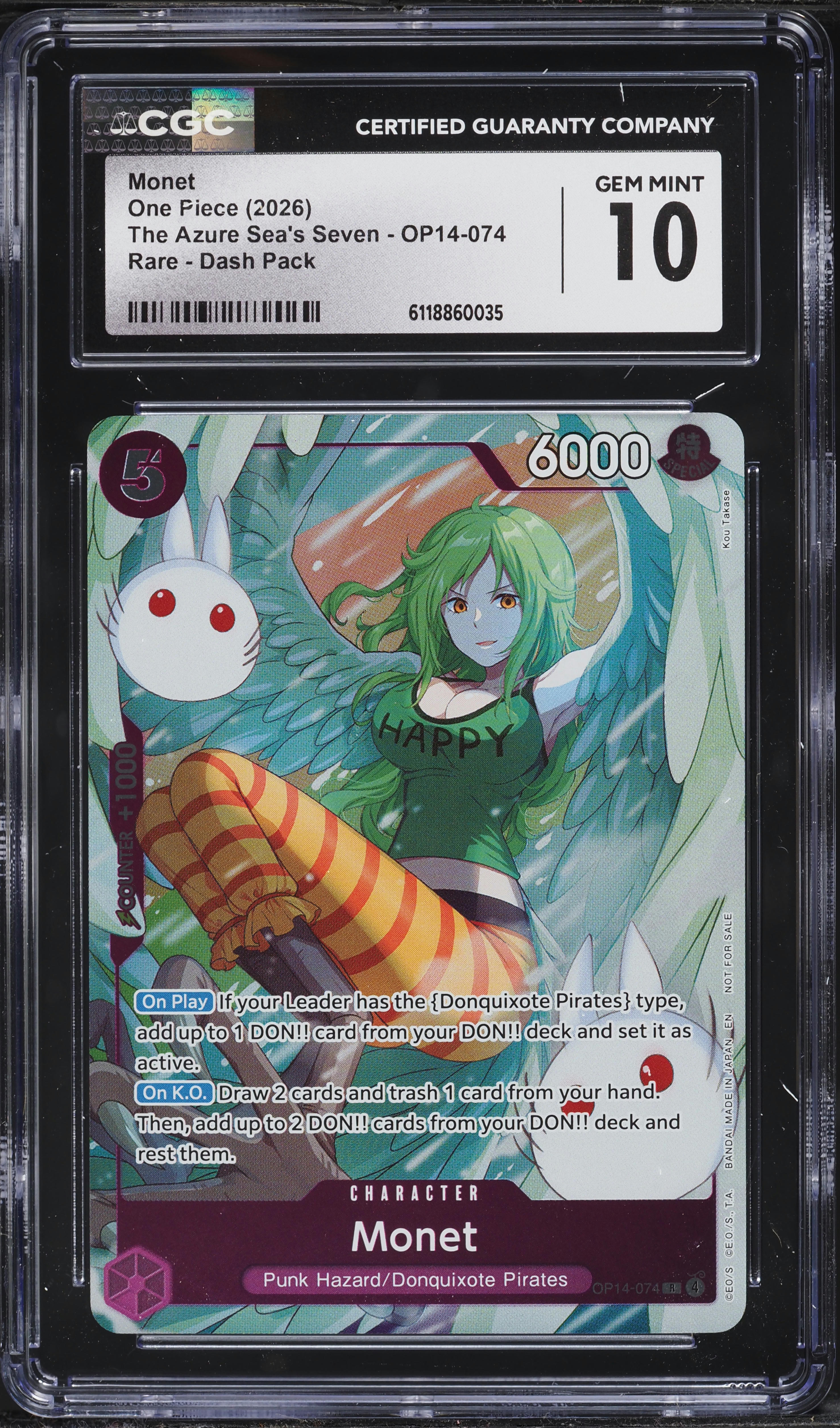 2026 One Piece The Azure Sea's Seven Dash Pack Monet #OP14-074 CGC