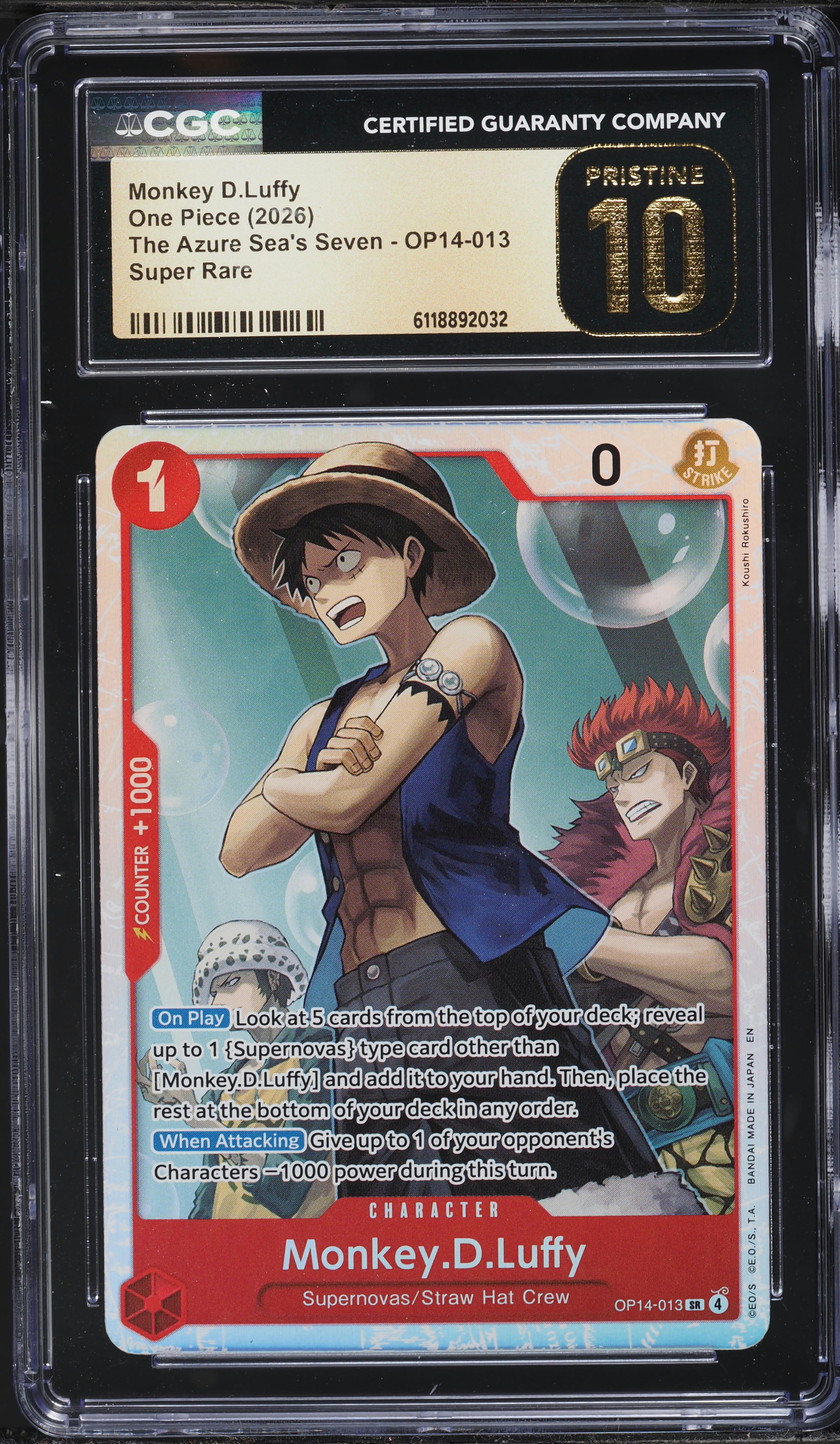 2026 One Piece The Azure Sea's Seven Monkey D. Luffy #OP14-013 CGC