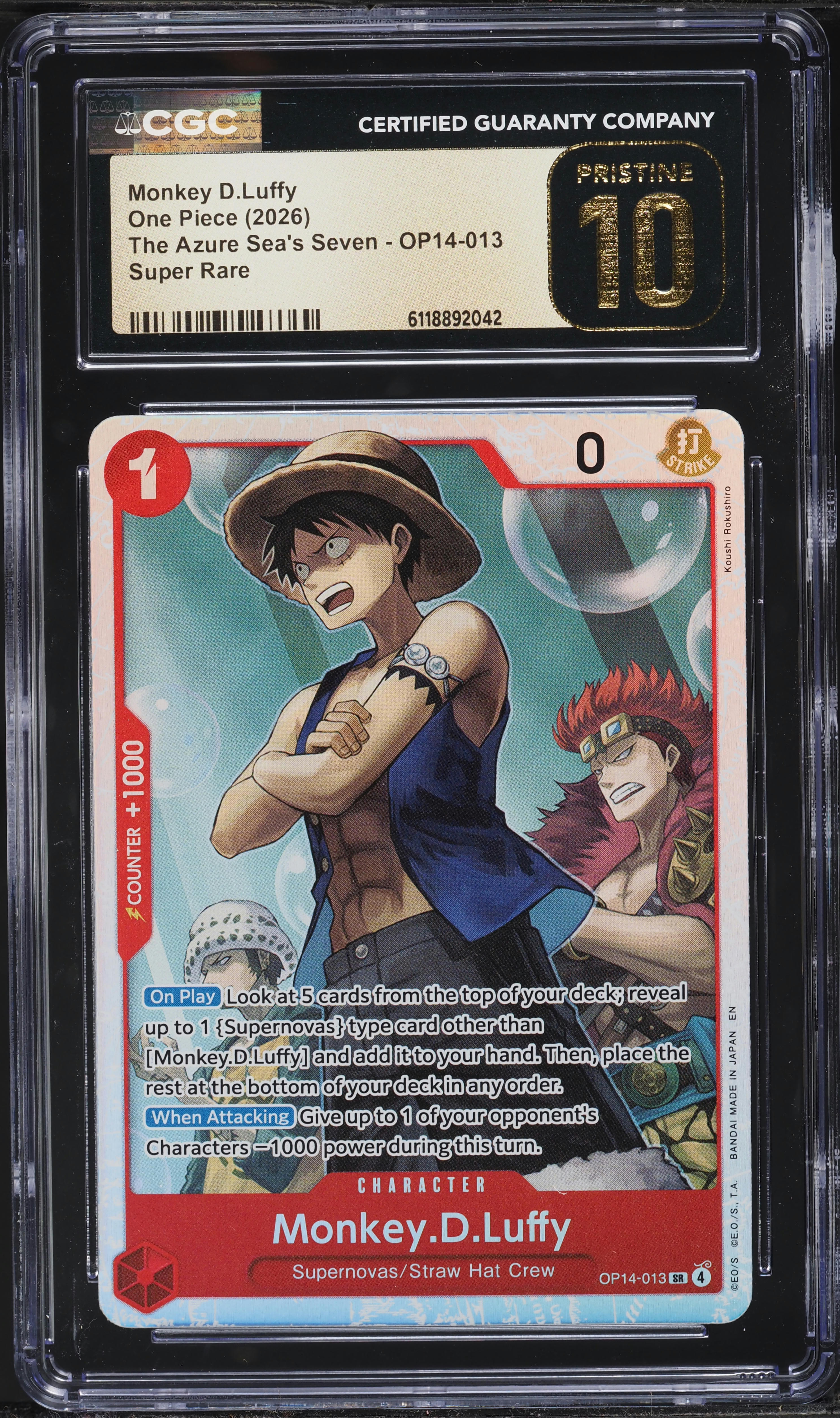 2026 One Piece The Azure Sea's Seven Monkey D. Luffy #OP14-013 CGC