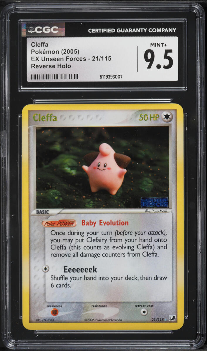 2005 Pokemon EX Unseen Forces Reverse Holo Cleffa #21 CGC 9.5 MINT+