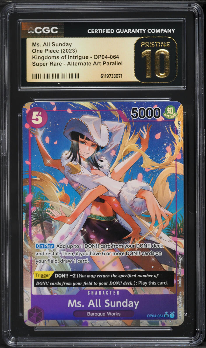 2023 One Piece Kingdoms Of Intrigue Alt Art SR Ms. All Sunday #OP04-064 CGC 10 PRISTINE