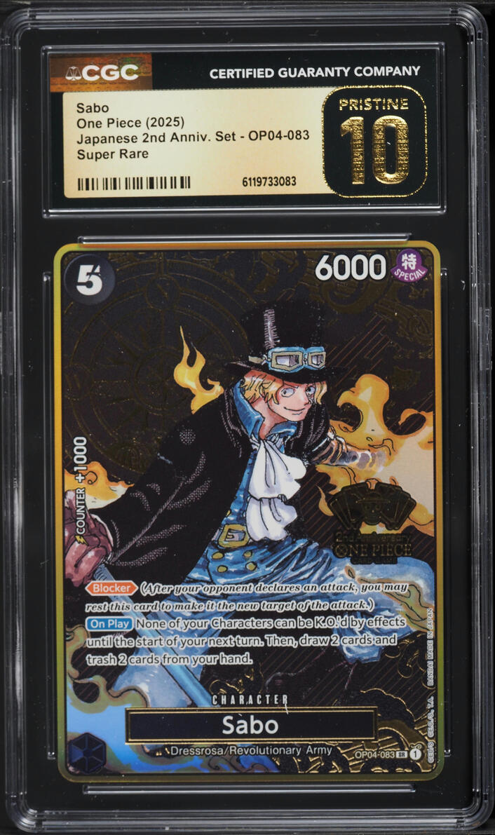 2025 One Piece 2nd Anniversary Set SR Sabo #OP04-083 CGC 10