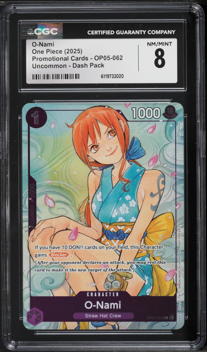 2025 One Piece Promo Dash Pack O-Nami #OP05-062 CGC 8 NM-MT on