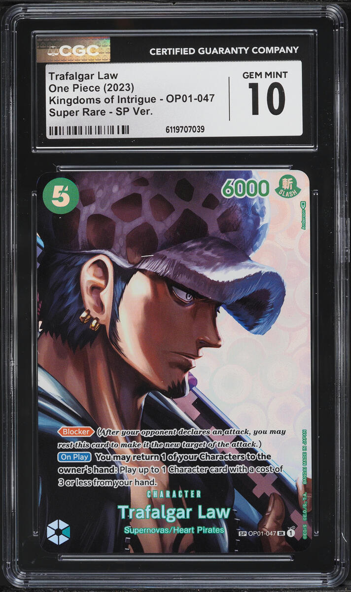 2023 One Piece Kingdoms Of Intrigue SP Alt Art Trafalgar Law #OP01-047 CGC 10 GEM MINT