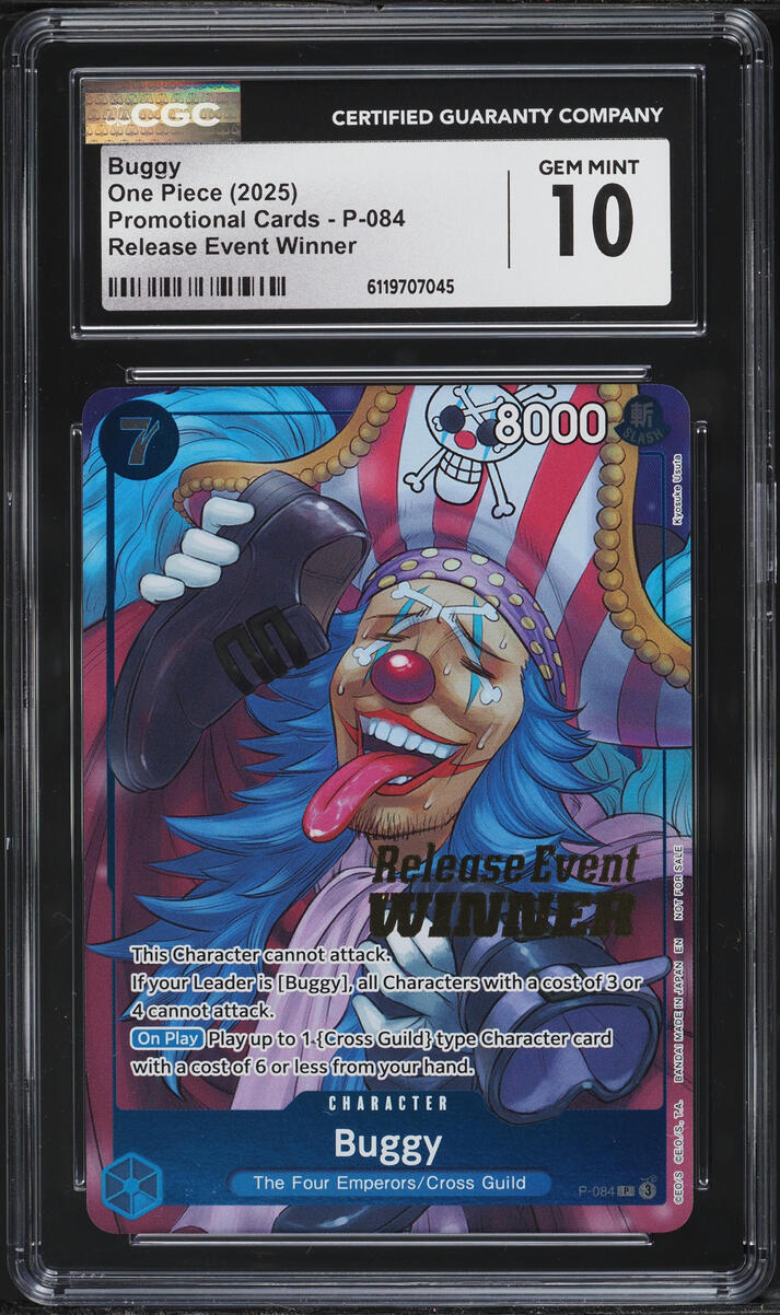 2025 One Piece Promo Release Event Winner Alt Art Buggy #P-084 CGC 10 GEM MINT