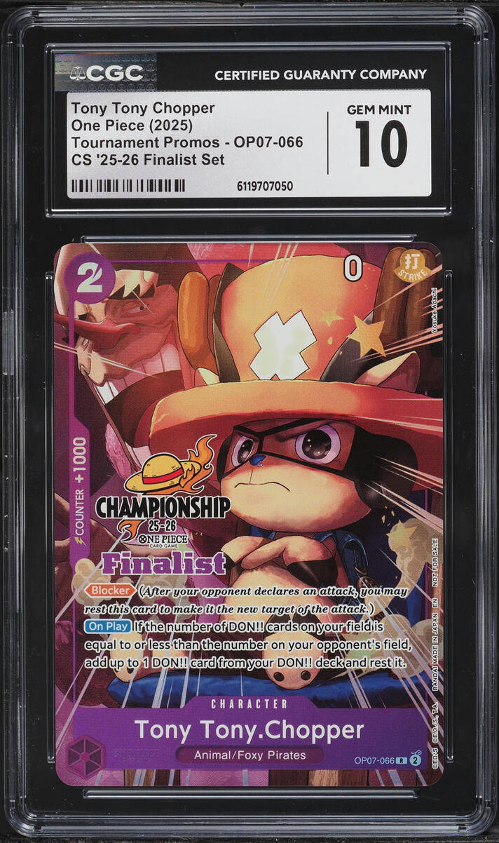 2025 One Piece Tournament CS '25-26 Finalist Set Alt Art Tony Tony Chopper #OP07-066 CGC 10