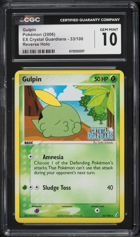 2006 Pokemon EX Crystal Guardians Reverse Holo Gulpin #33 CGC 10 GEM MINT
