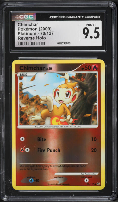 2009 Pokemon Platinum Reverse Holo Chimchar #70 CGC 9.5 MINT+