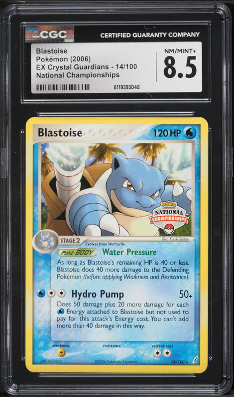 2006 Pokemon EX Crystal Guardians National Championships Blastoise #14 CGC 8.5 NM-MT+