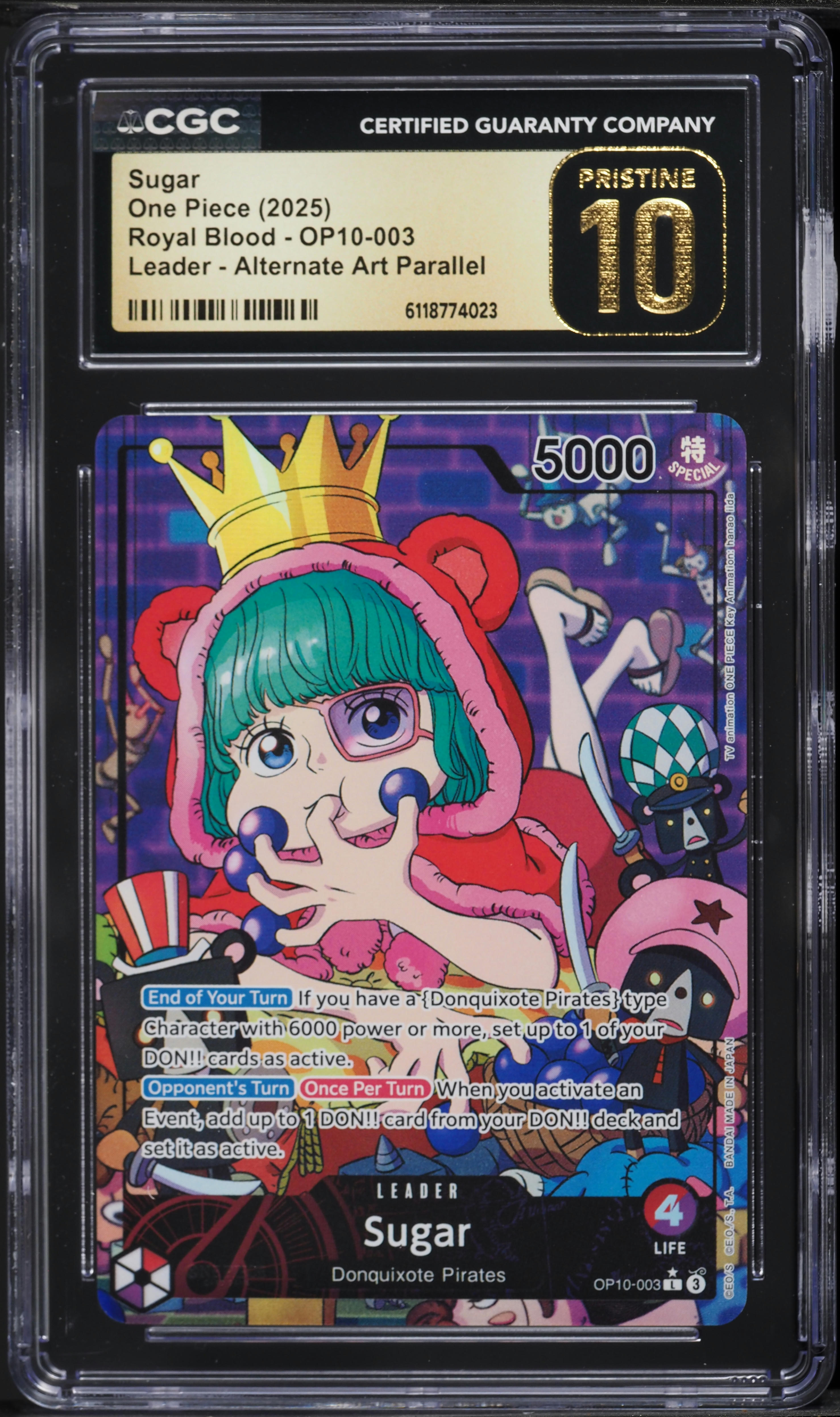 2025 One Piece Royal Blood Alt Art Parallel Leader Sugar #OP10-003