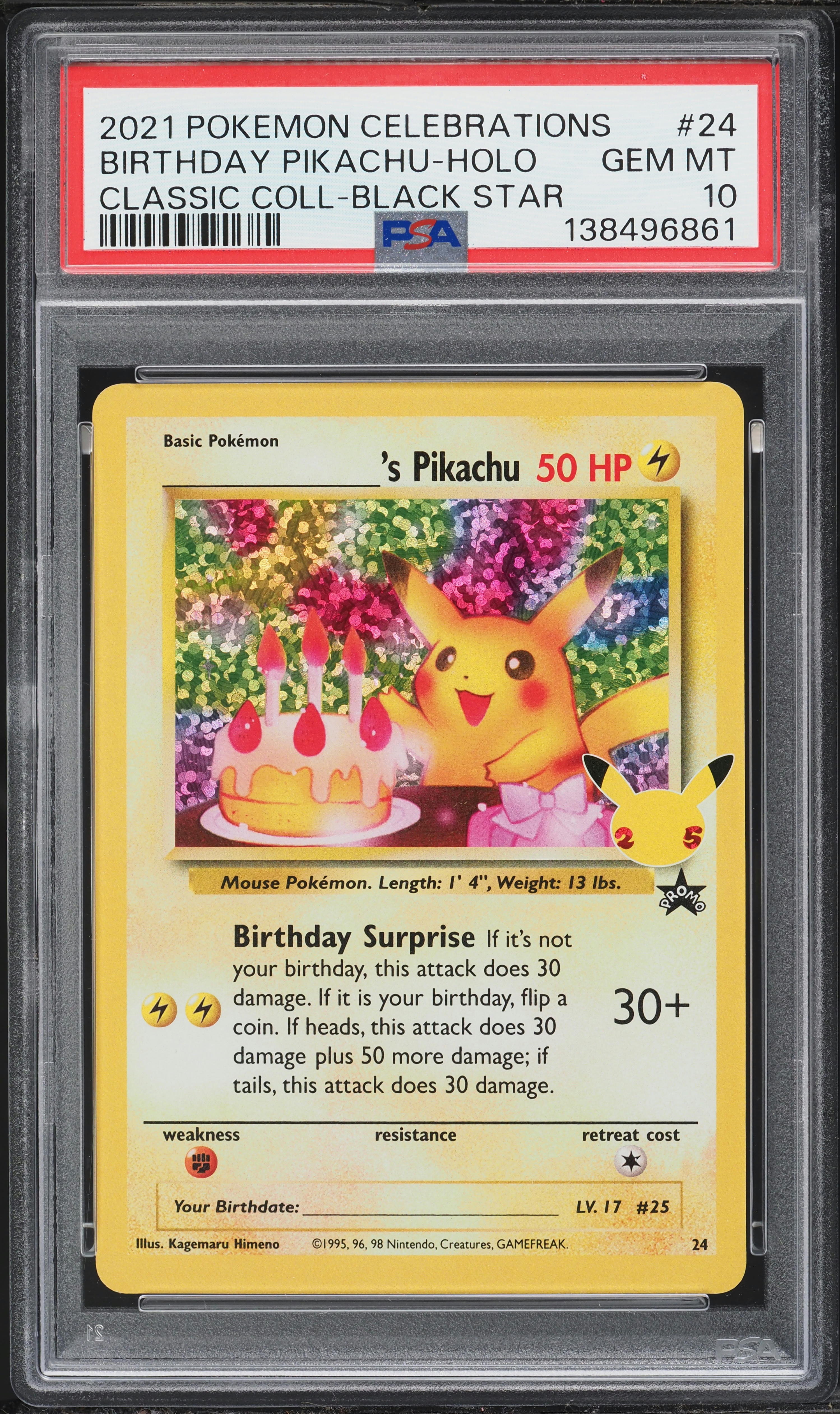 2021 Pokemon SWSH Promo Celebrations Classic Holo Birthday Pikachu