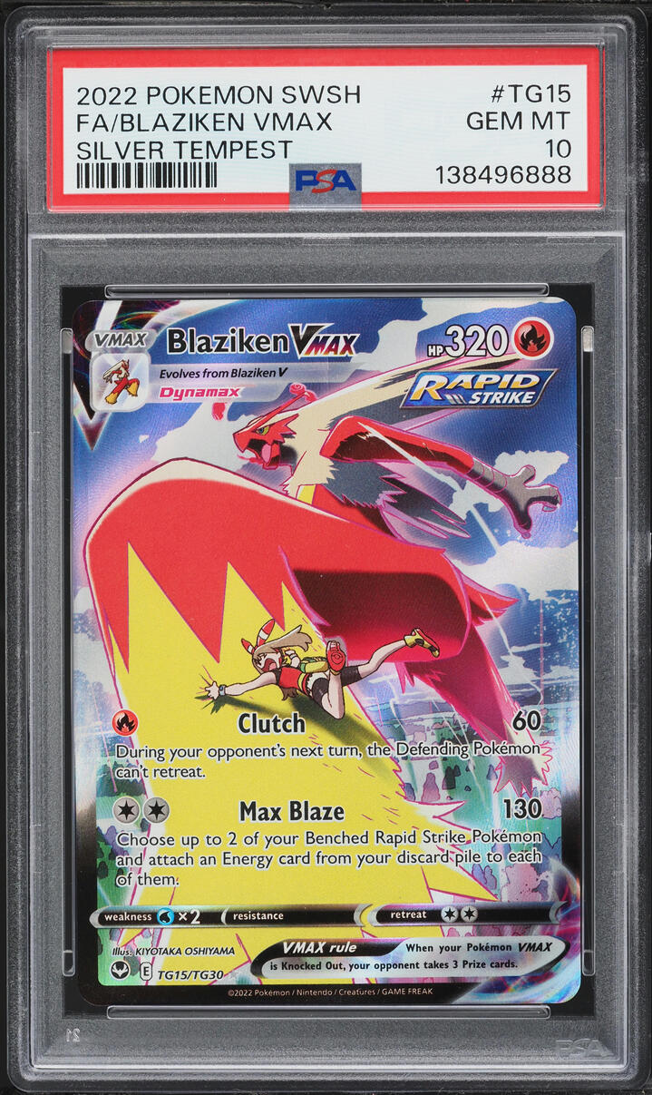2022 Pokemon Sword & Shield Silver Tempest Full Art Blaziken VMAX #TG15 PSA 10 GEM MINT