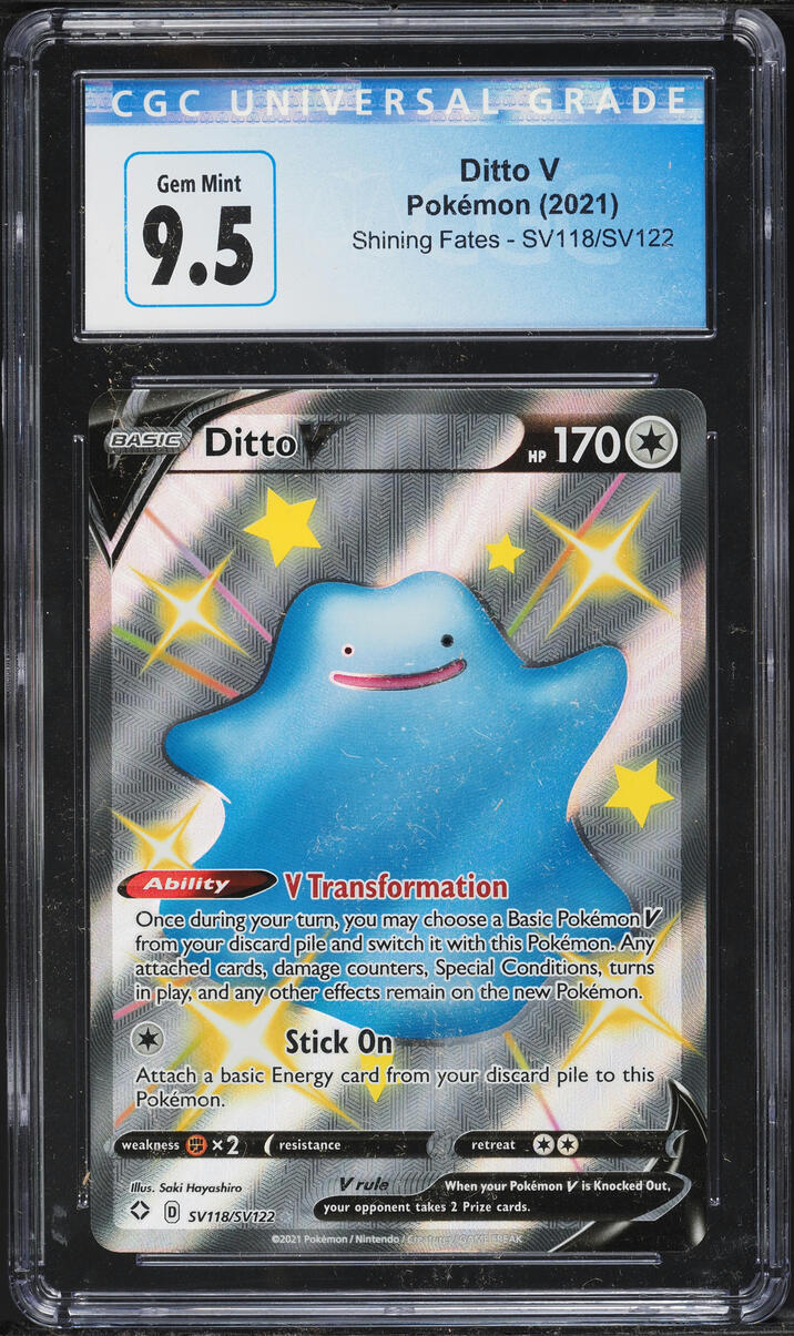 2021 Pokemon Sword & Shield Shining Fates Shiny Ditto V #SV118 CGC 9.5 GEM MINT