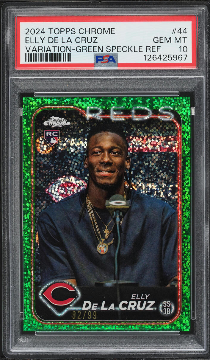 2024 Topps Chrome Variation Green Speckle Refractor Elly De La Cruz ROOKIE /99 #44 PSA 10