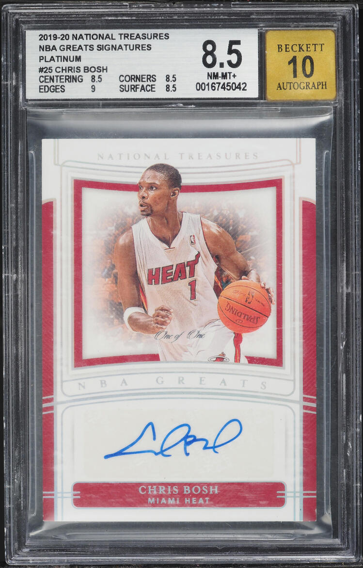 2019 Panini National Treasures NBA Greats Signatures Platinum Chris Bosh AUTO 1/1 #25 BGS 8.5
