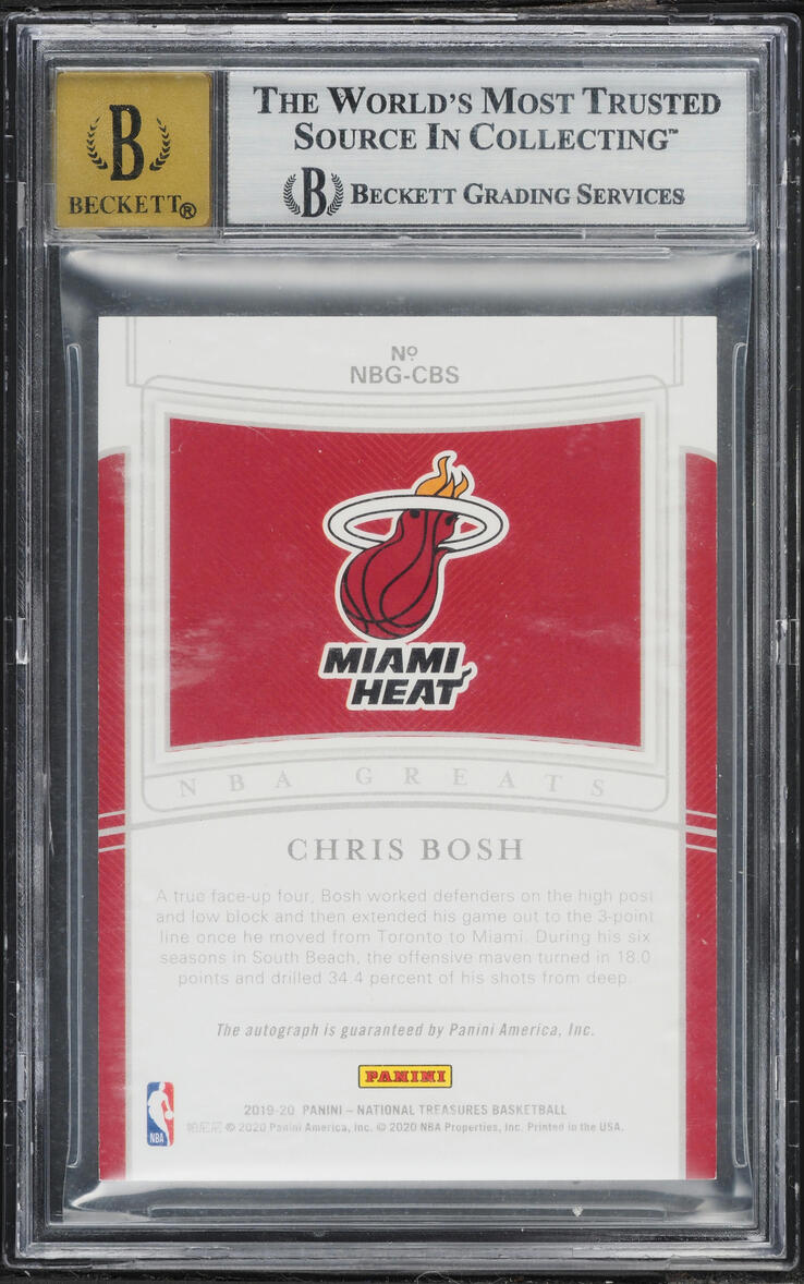 2019 Panini National Treasures NBA Greats Signatures Platinum Chris Bosh AUTO 1/1 #25 BGS 8.5