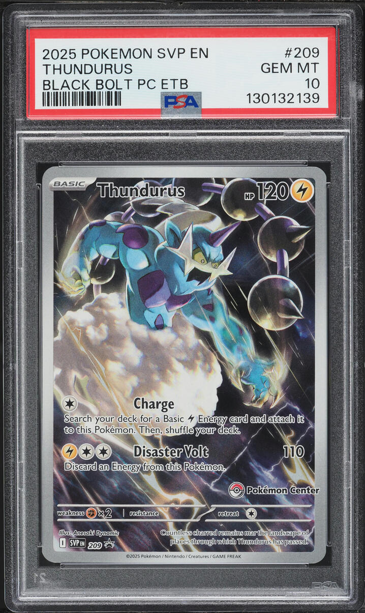 2025 Pokemon SV Promo Black Bolt Center ETB Full Art Thundurus #209 PSA 10 GEM MINT