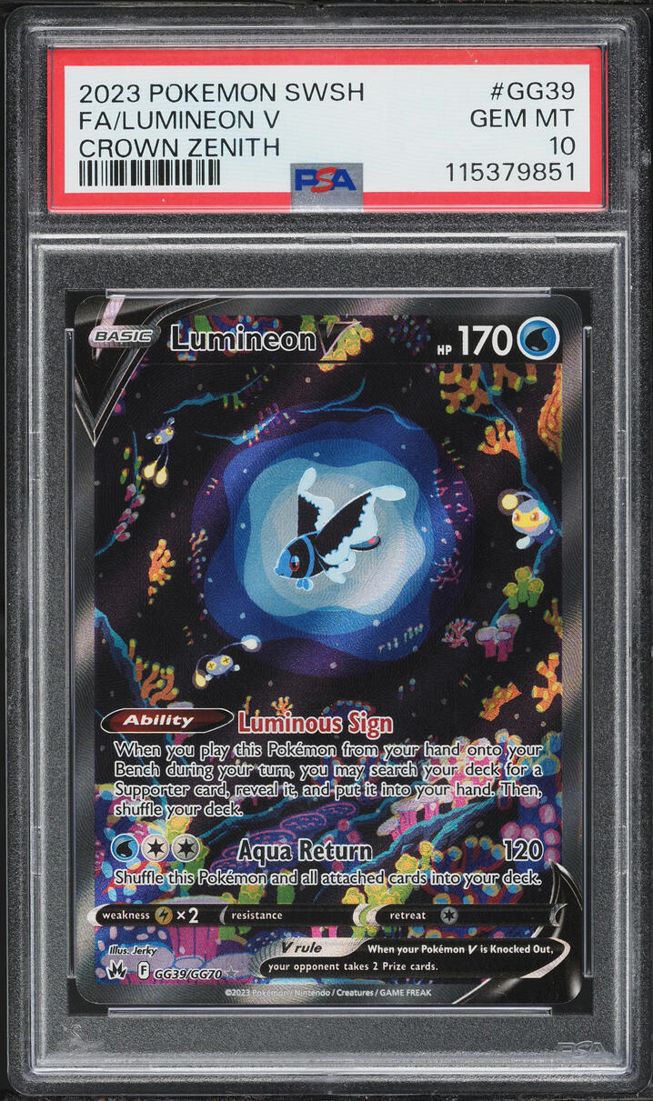 2023 Pokemon Sword & Shield Crown Zenith Alt Art Lumineon V #GG39 PSA 10 GEM MINT