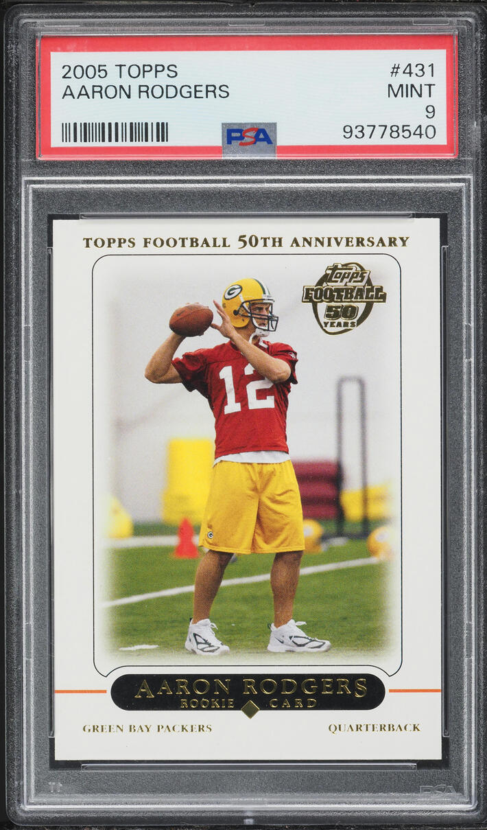2005 Topps Football 50th Anniversary Aaron Rodgers ROOKIE #431 PSA 9 MINT