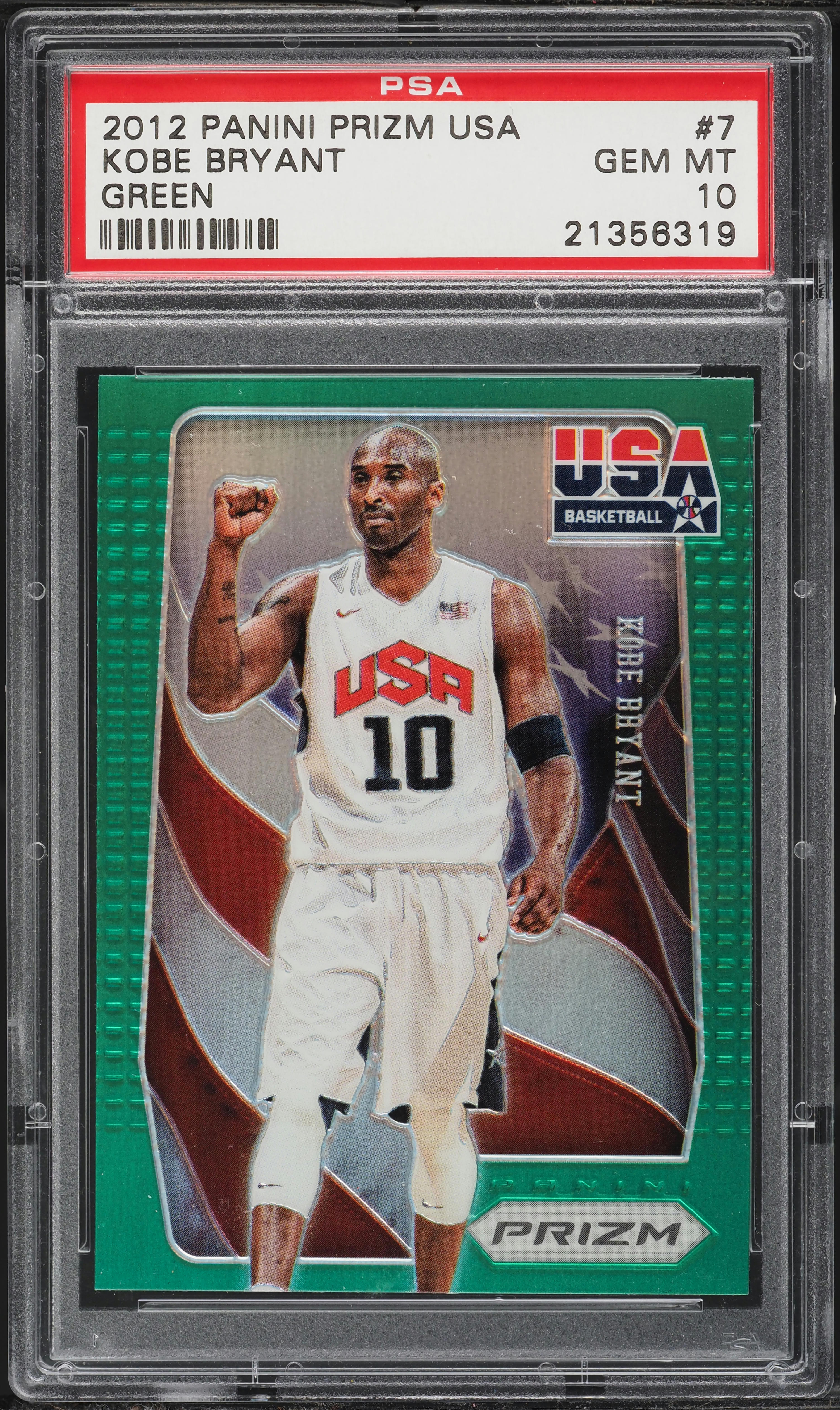 2012 Panini Prizm Basketball Green Prizm Kobe Bryant #7 BGS 9