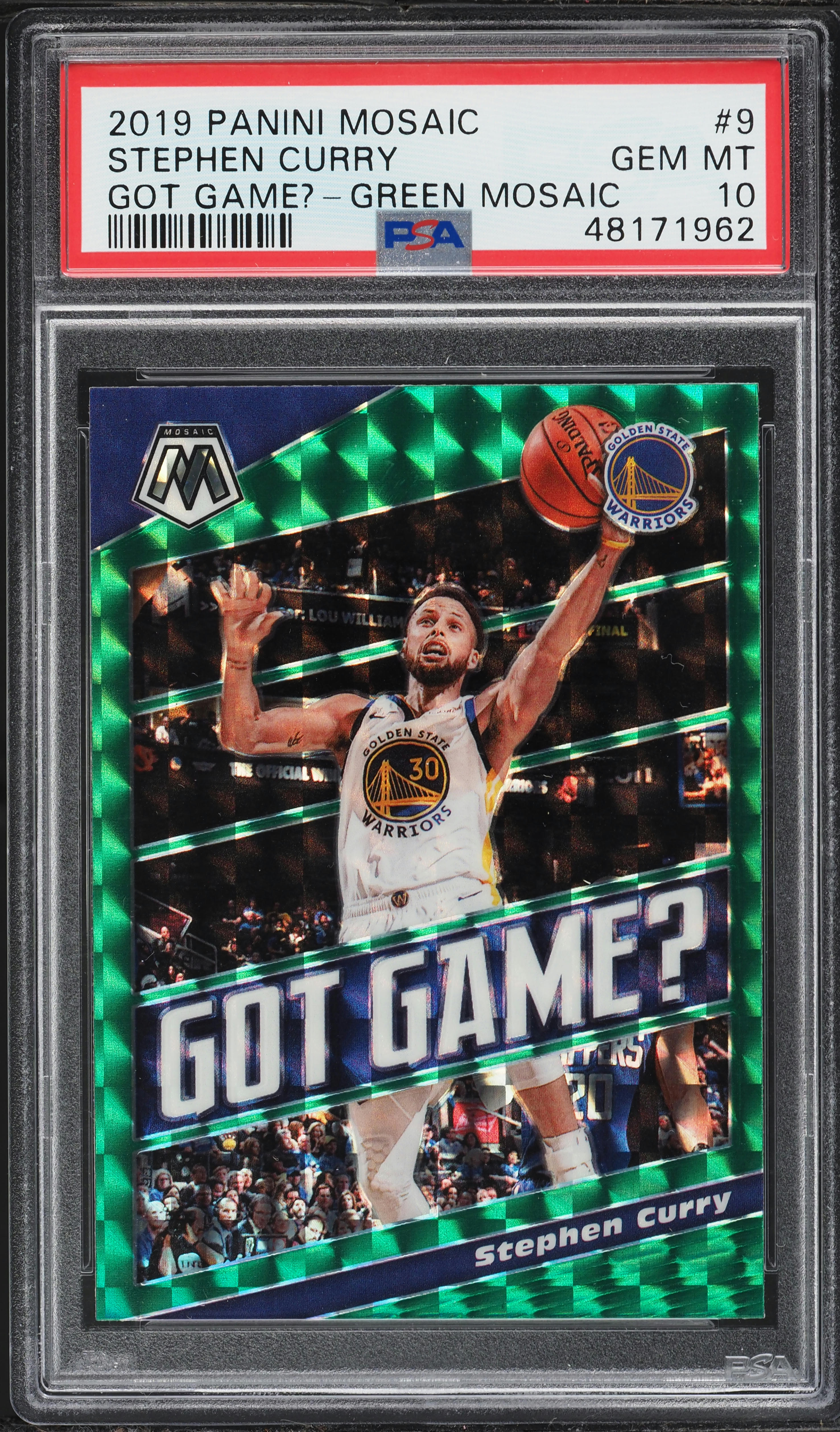 2019 Panini Mosaic Got Game? Green Stephen Curry #9 PSA 10 GEM