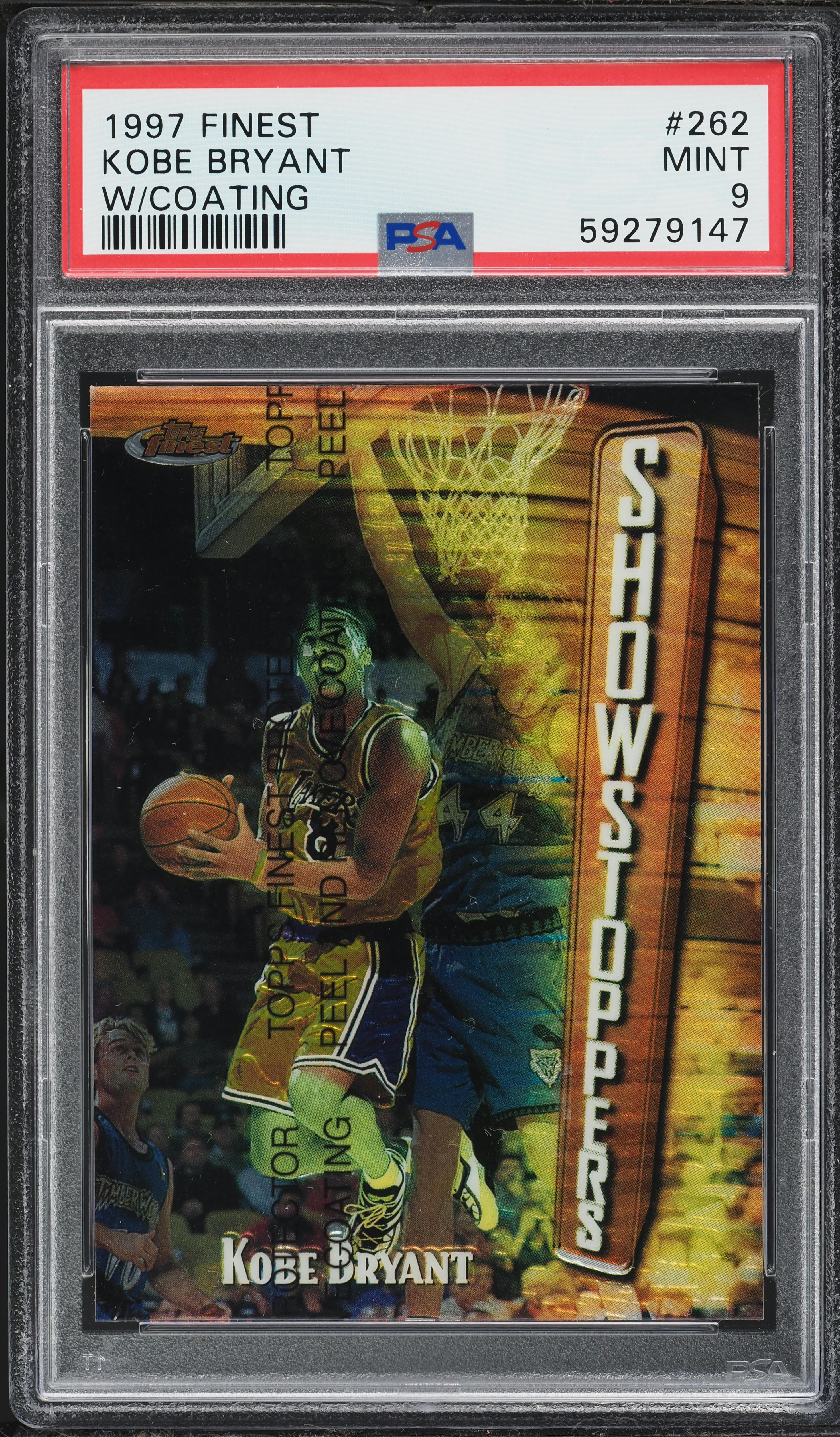 1997 Finest Basketball w/ Coating Kobe Bryant #262 PSA 9 MINT on