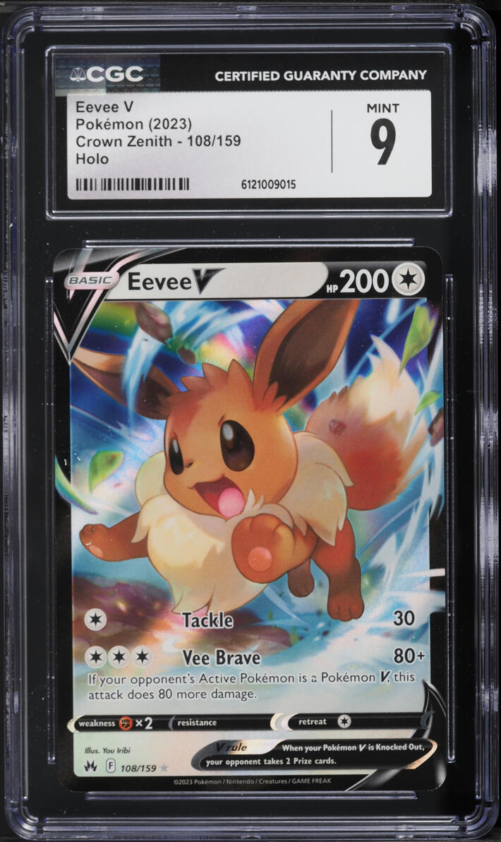 2023 Pokemon Sword & Shield Crown Zenith Holo Eevee V #108 CGC 9 MINT