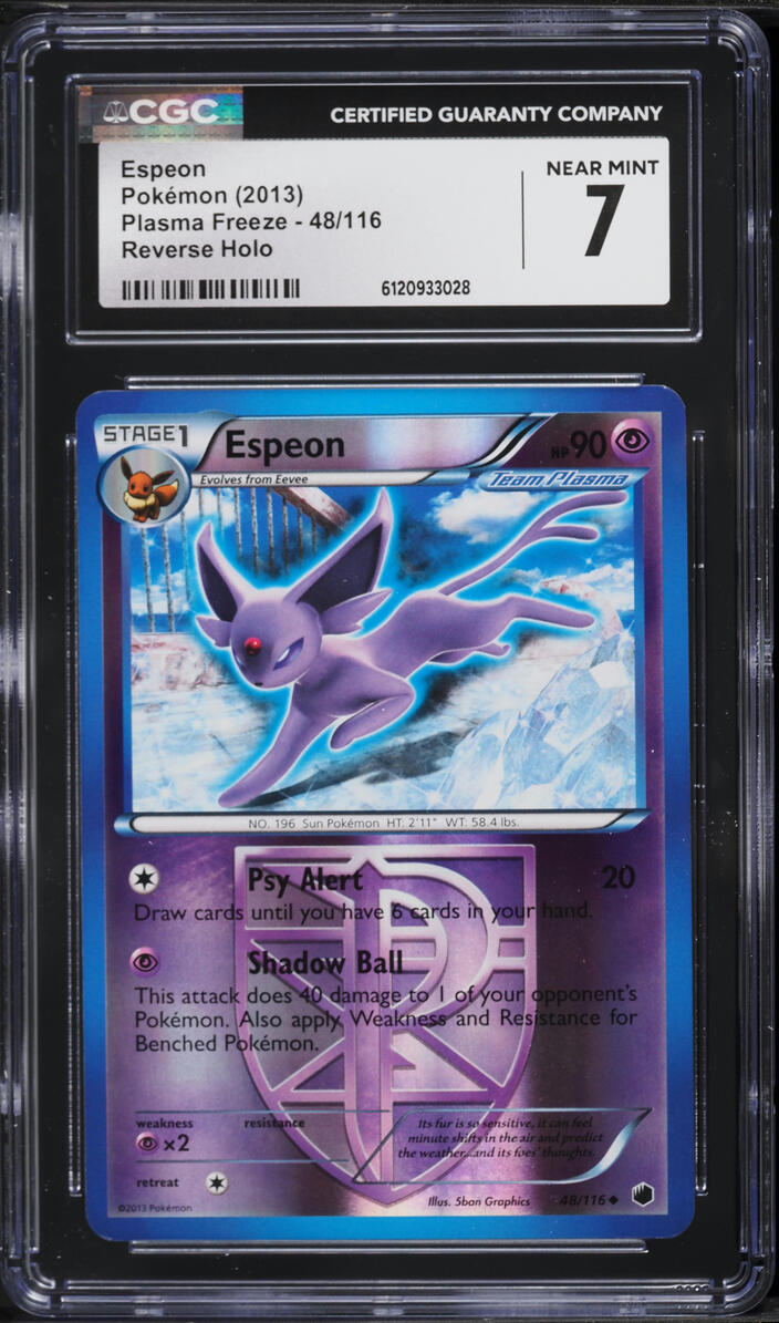 2013 Pokemon Black & White Plasma Freeze Reverse Holo Espeon #48 CGC 7 NRMT