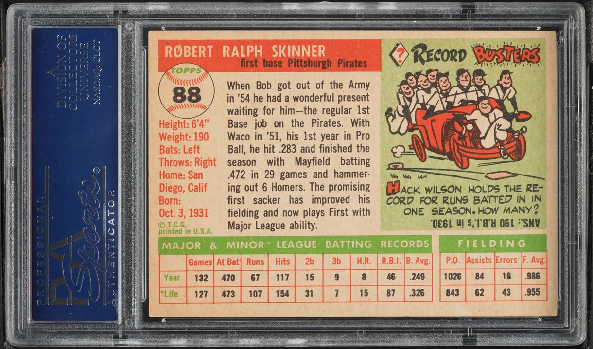 1955 Topps Bob Skinner ROOKIE #88 PSA 6 EXMT