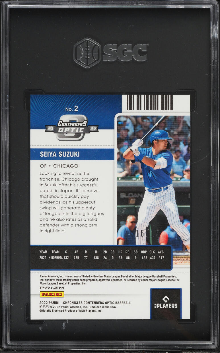 2022 Panini Chronicles Contenders Optic Neon Orange Prizm Seiya Suzuki ROOKIE /19 SGC 9.5 MINT+