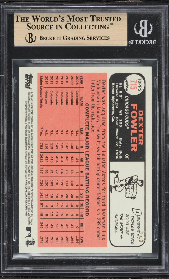 2015 Topps Heritage Chrome Gold Refractor Dexter Fowler #THC715 BGS 9.5 GEM MINT