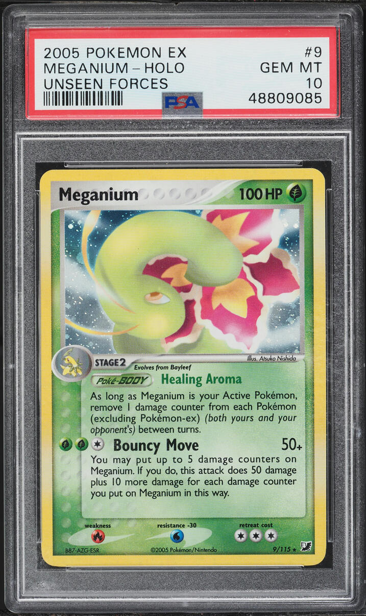 2005 Pokemon EX Unseen Forces Holo Meganium #9 PSA 10 GEM MINT
