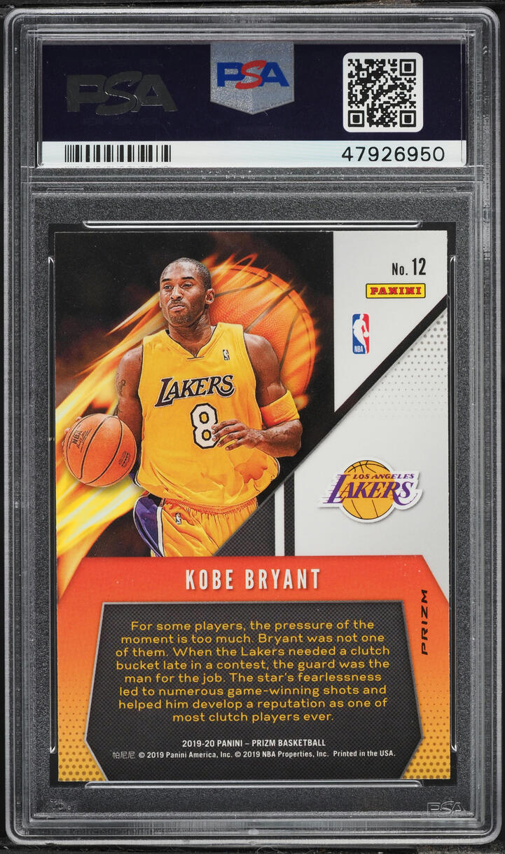 2019 Panini Prizm Fearless Fast Break Kobe Bryant #12 PSA 10 GEM MINT