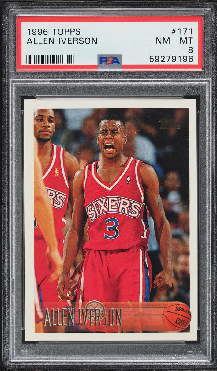 1996 Topps Basketball Allen Iverson ROOKIE #171 PSA 8 NM-MT