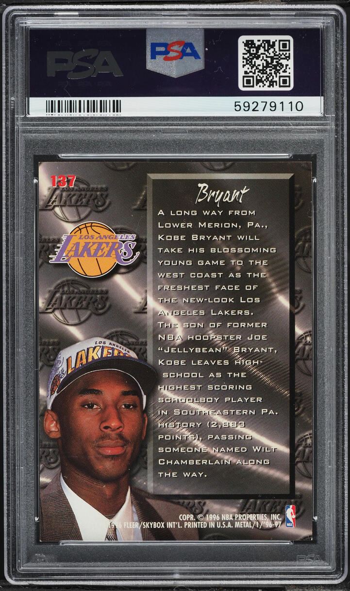 1996 Metal Fresh Foundation Kobe Bryant ROOKIE #137 PSA 8 NM-MT
