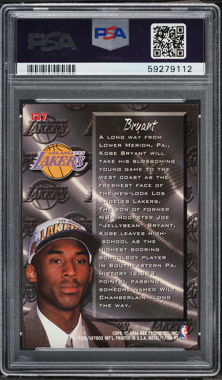 1996 Metal Fresh Foundation Kobe Bryant ROOKIE #137 PSA 8 NM-MT